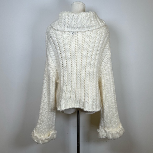 New! Forever 21 Chunky Knit Cowl Neck Sweater Winter White Women’s Size Large - Picture 5 of 9